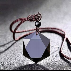 Obsidian Hexagram Healing Protection Amulets Pendant